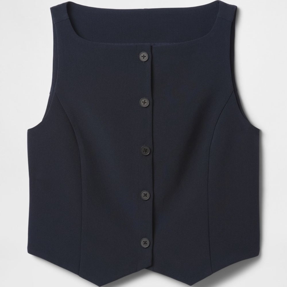 GAP Women's Navy Button-Down Vest